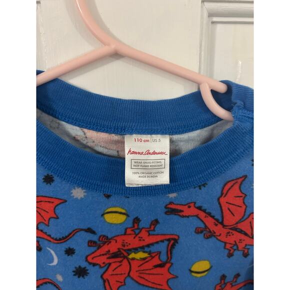 Hanna Andersson Short John Set Blue with Red Dragons Size 5 - Picture 3 of 6